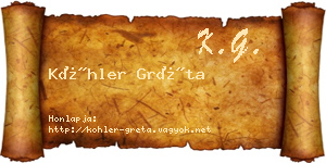 Köhler Gréta névjegykártya